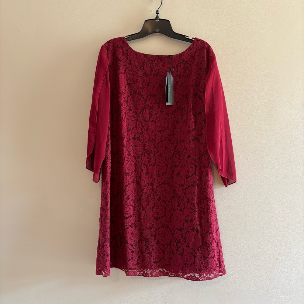 Women's Long Sleeve Lace Dress in Burgundy